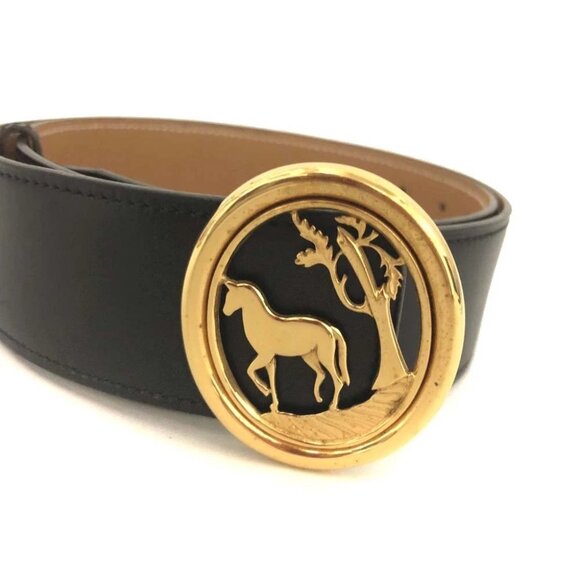 HERMES Horse Buckle Box Calf Leather 100cm Belt/2BH1318 main image 6